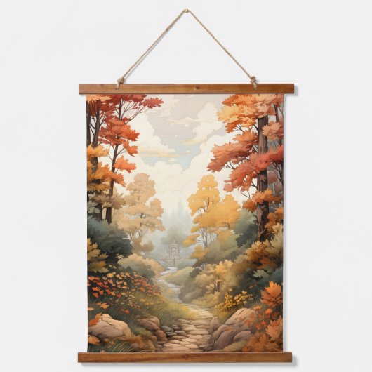 Herfstkleuren in het Bossen Trees Path Hangend Wandkleed (Voorkant 2)