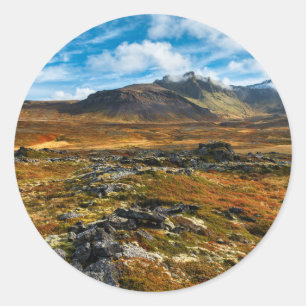 Herfstkleuren in het landschap ronde sticker