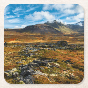 Herfstkleuren in het landschap vierkante kartonnen onderzetter