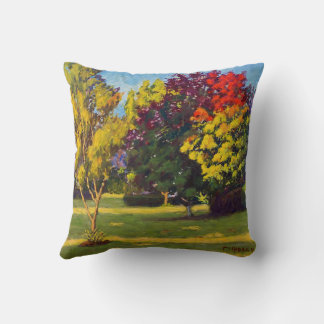 Herfstkleuren in rood, paars, oranje en geel kussen
