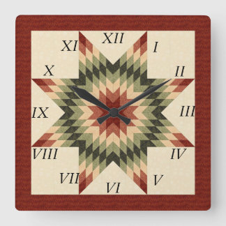 Herfstkleuren Lone Star Quilt Ontwerp Vierkante Klok