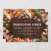 Herfstkleuren rustiek houten Thanksgiving diner Kaart (Voorkant / Achterkant)