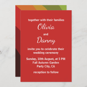 Herfstkleuren Stripe Moderne herfstbruiloft Kaart