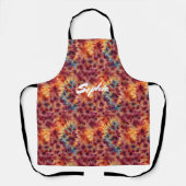 Herfstkleuren Tie Dye Pattern Aangepaste naam Schort (Voorkant)