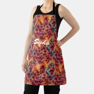 Herfstkleuren Tie Dye Pattern Aangepaste naam Schort