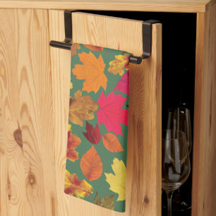 Herfstkleuren van Bladeren in Landelijke Stijl Theedoek