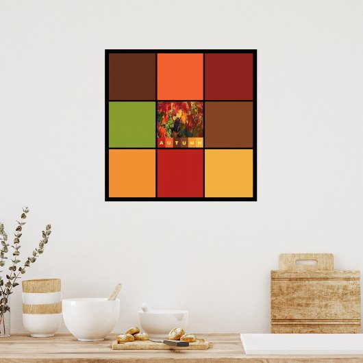 Herfstkleurenblokken Poster (Keuken)