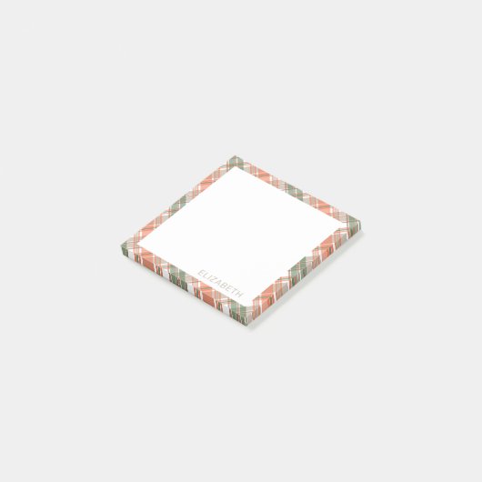 Herfstkleurig plaid post-it® notes (Schuin)
