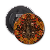 Herfstkonijn op bruin button flesopener (Voorkant)