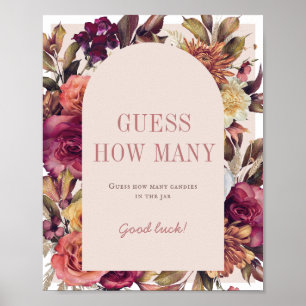 Herfstkrans Boog Roze Baby Shower Raad Hoeveel Poster
