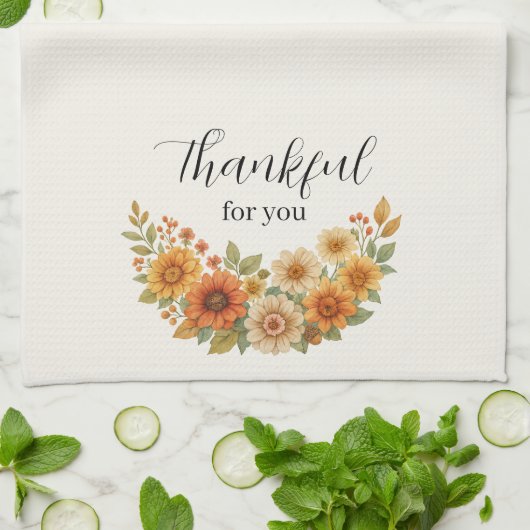 Herfstkrans – Herfst Bloemen Thanksgiving Theedoek (Gevouwen)