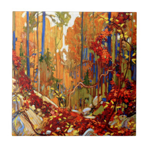 Herfstkrans, Kleurrijk Schilderij, Tegeltje