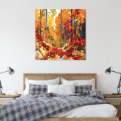 Herfstkrans, kunst door Tom Thomson, Canvas Afdruk (Insitu (Slaapkamer))