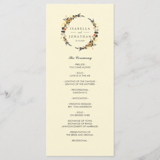 Herfstkrans | Modern Huwelijksprogramma Programma (Voorkant)