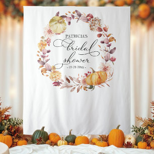 Herfstkrans Pompoen Herfst Bruiloft Feest Achtergr Wandkleed