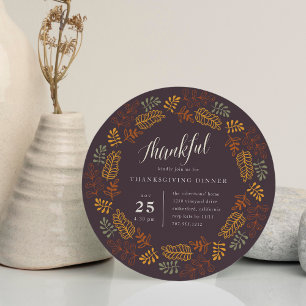Herfstkrans Thanksgiving Dinner Uitnodiging