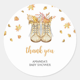 Herfstlaarzen Baby Shower Bedankt Ronde Sticker
