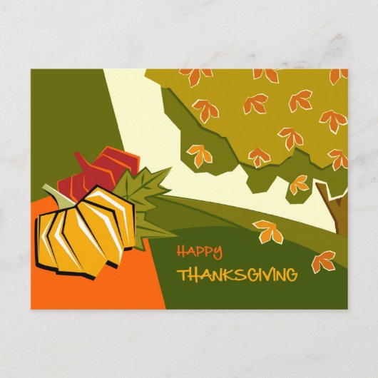 Herfstlandschap en Pompoen Thanksgiving Briefkaart (Voorkant)