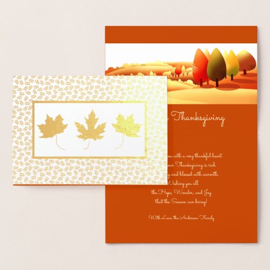 Herfstlandschap Luxe Thanksgiving Folie Kaarten (Display)
