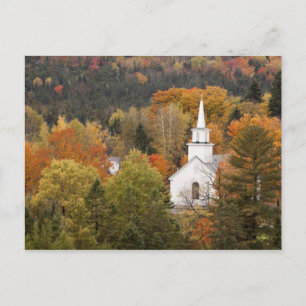 Herfstlandschap met kerk, Vermont, VS Briefkaart