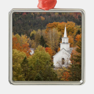 Herfstlandschap met kerk, Vermont, VS Metalen Ornament