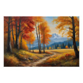 Herfstlandschap met Sinaasappels bomen en bergen Perfect Poster (Voorkant)