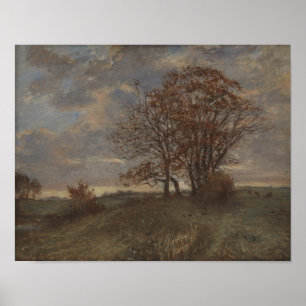 Herfstlandschap. Olieverf op doek Poster