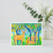 Herfstlandschap van de herten briefkaart (Staand voorkant)