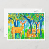 Herfstlandschap van de herten briefkaart (Voorkant / Achterkant)