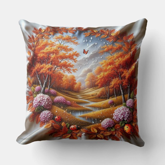Herfstlandschap versierd met Hydrangea Kussen (Voorkant)
