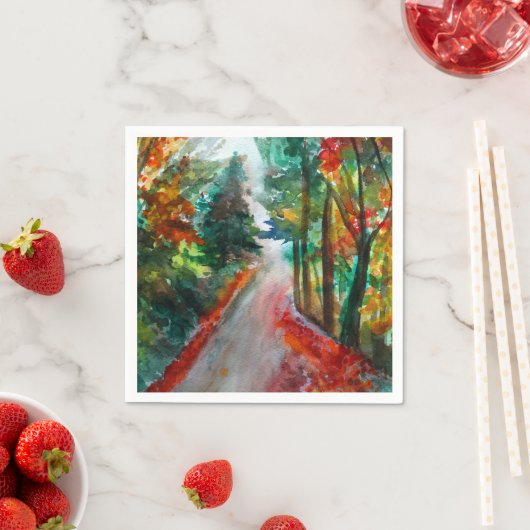 Herfstlandschap Waterverf Cocktail Papier Servette Servet (Insitu)