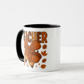 Herfstleraar Coffee Mok – Herfst Plaid Bow, eikel, (Voorkant links)