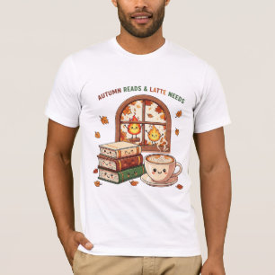 Herfstlezen & Lattebehoeften Gezellige Kawaii-boek T-shirt