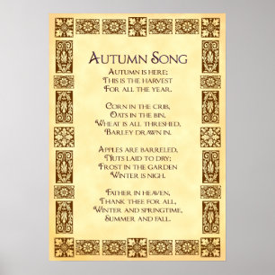 Herfstlied Thanksgiving Oogst Gedicht 10x14 Poster