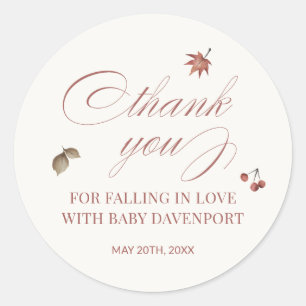 Herfstloof Baby Shower Bedankt Ronde Sticker