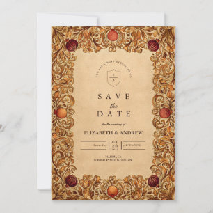 Herfstloof Granaatappel Bruiloft Save The Date