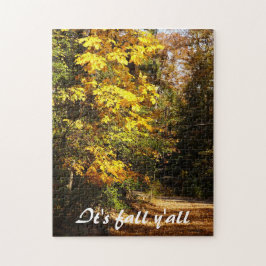 Herfstloof langs landweg legpuzzel