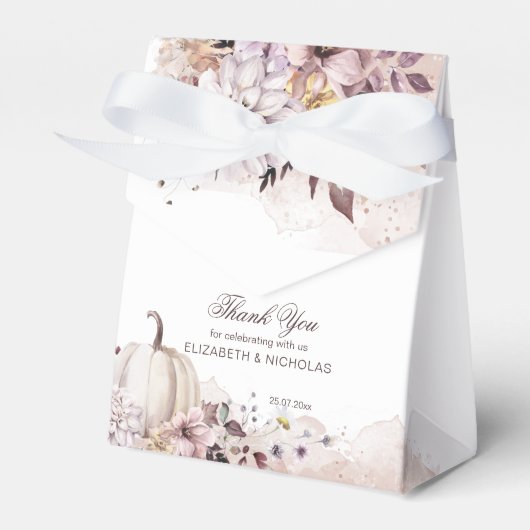 Herfstloof pompoen pastelkleuren dank je bedankdoosjes (Voorkant Zijde)