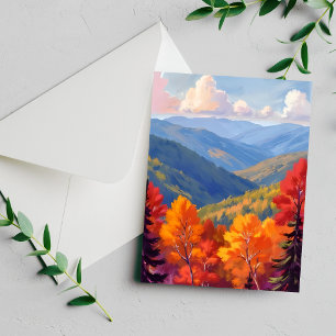 Herfstloof Waterverf berglandschap kaart