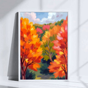 Herfstloof   Waterverf Natuur van Herfstbladeren Poster