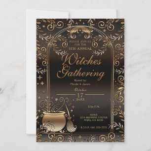 Herfstmagie Whimsical Herfst Heksen Vergadering Kaart