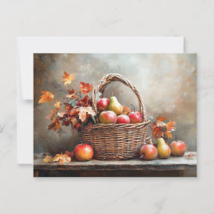 Herfstmand met fruit briefkaart