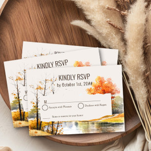 Herfstmeer Aquarel Bos Landschap RSVP Kaartje