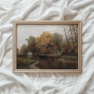 Herfstmeerprint, herfstbladermuurkunst, boerderij- poster