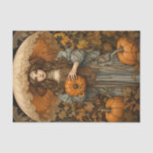 Herfstmeisje met paraplu pompoen Herfst decoupage Tissuepapier (Voorkant)
