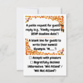 Herfstomhelzing Oranje en Taanje Blad Ontwerp RSVP Kaartje (Voorkant)