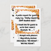 Herfstomhelzing Oranje en Taanje Blad Ontwerp RSVP Kaartje (Voorkant / Achterkant)