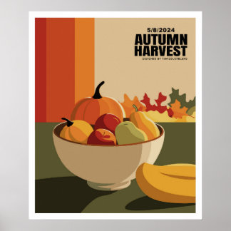 Herfstoogst - Modern Herfst Fruit en pompoenen Po Poster