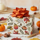 Herfstoogst pompoenen, eikels & herfstbladeren cadeaupapier