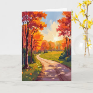 Herfstpad Rode Bladeren Natuur Landschap Kaart